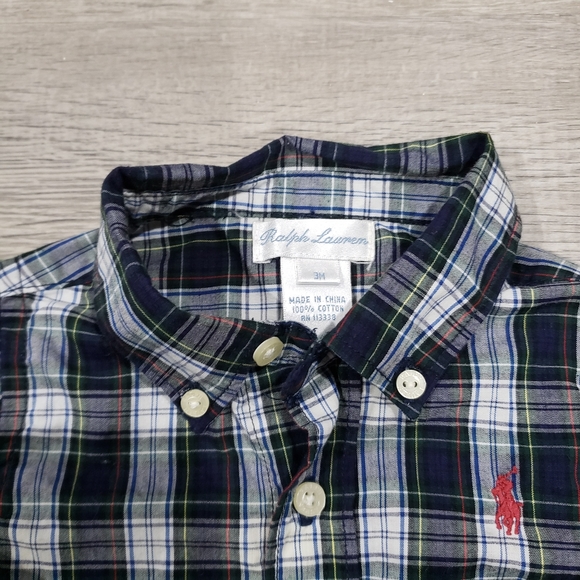 Ralph Lauren Plaid Button Down- 3month - Picture 2 of 2